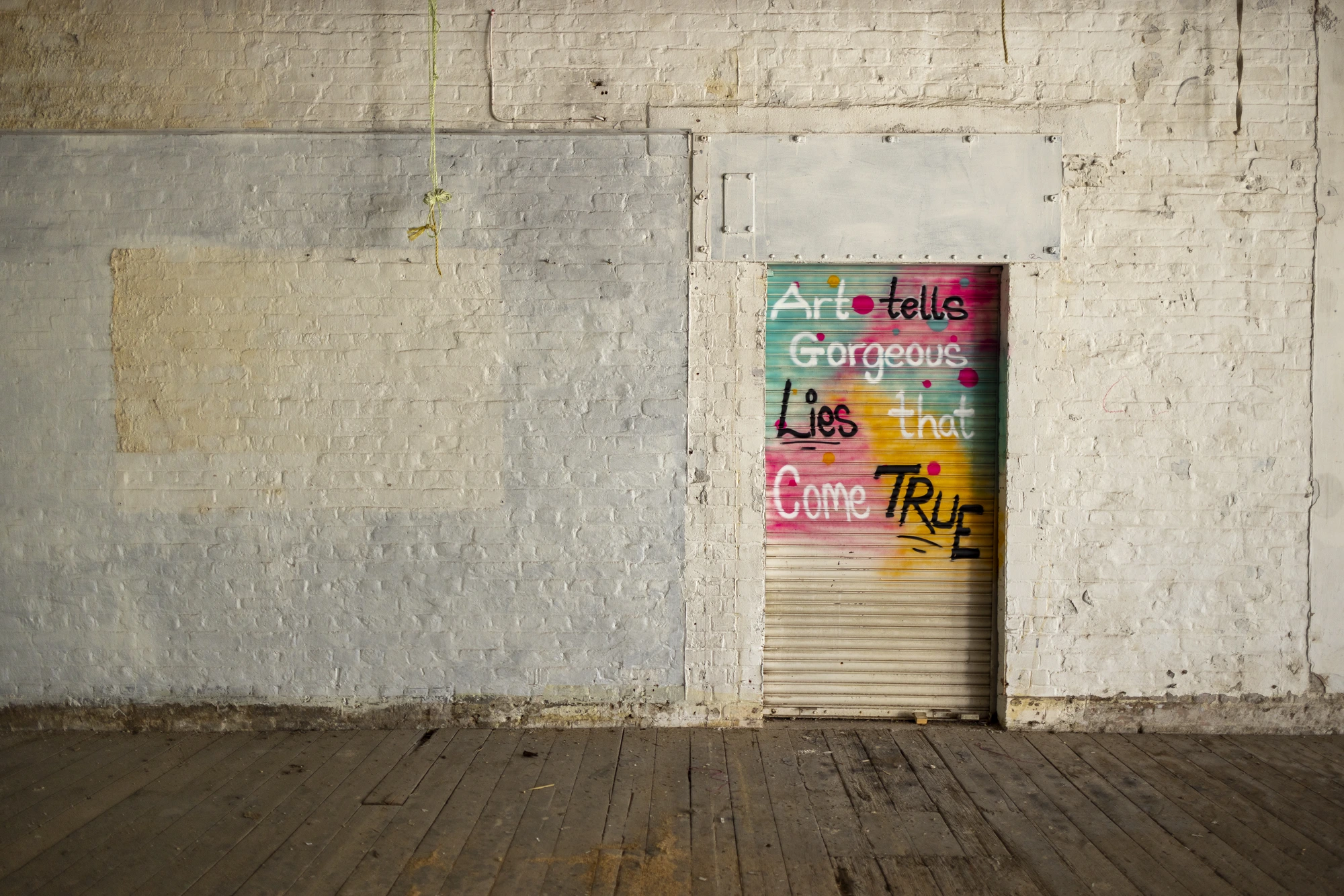 Interior wall at 35 Britannia Row — 'Art tells gorgeous lies that come true'